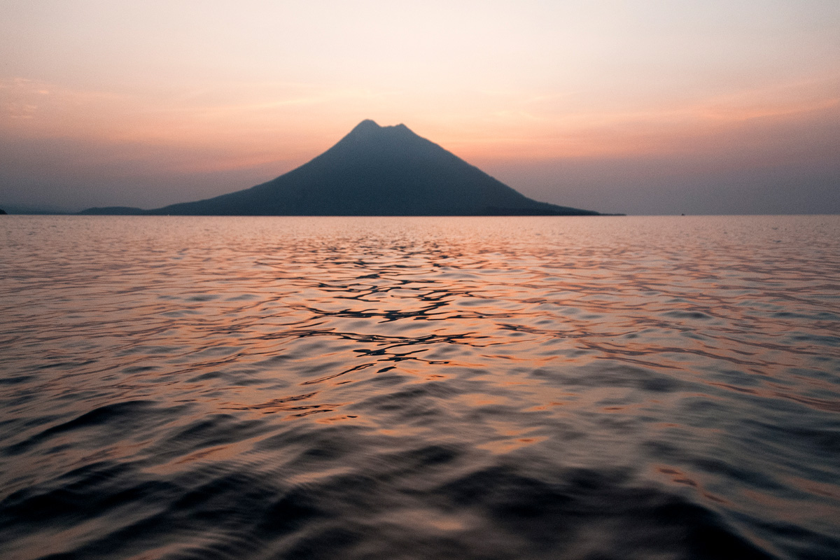 Volcano silhouette in Alor island